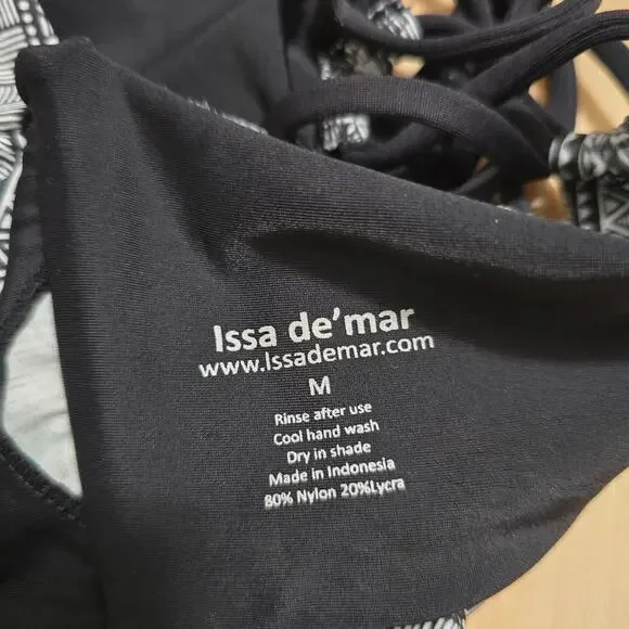 NWT Issa de'mar Morrocco High Neck Strappy Bikini Top Black-M Festival Boho - Picture 6 of 7